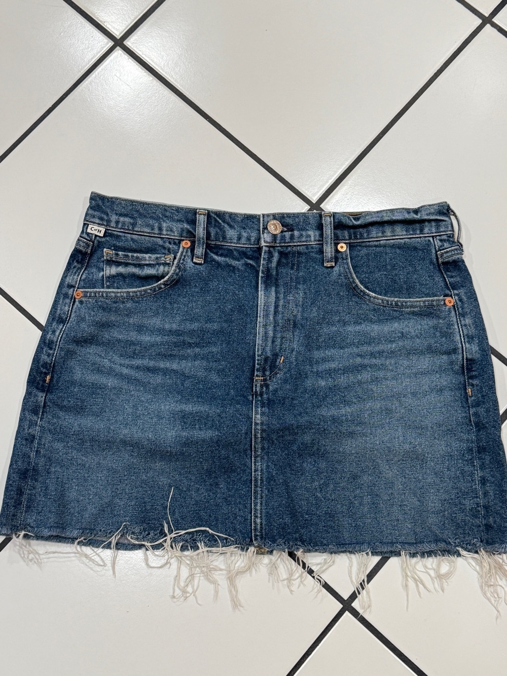 Citizens of Humanity Denim Mini Skirt 28 Distressed Raw Frayed Hem